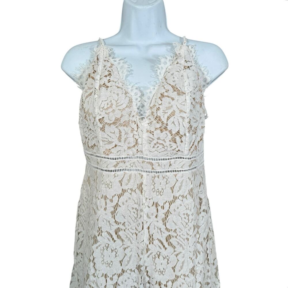 Aakaa Lace Jumpsuit Medium Ivory Wide Leg Boho Bridal Romantic - Picture 5 of 9